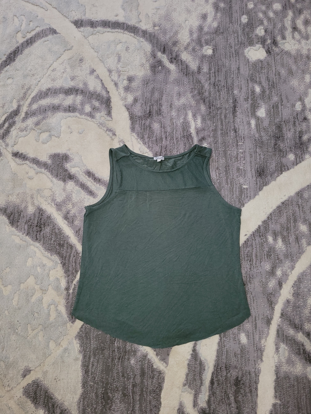 Kismet Dark Green Mesh Yoke Tank Top Size S